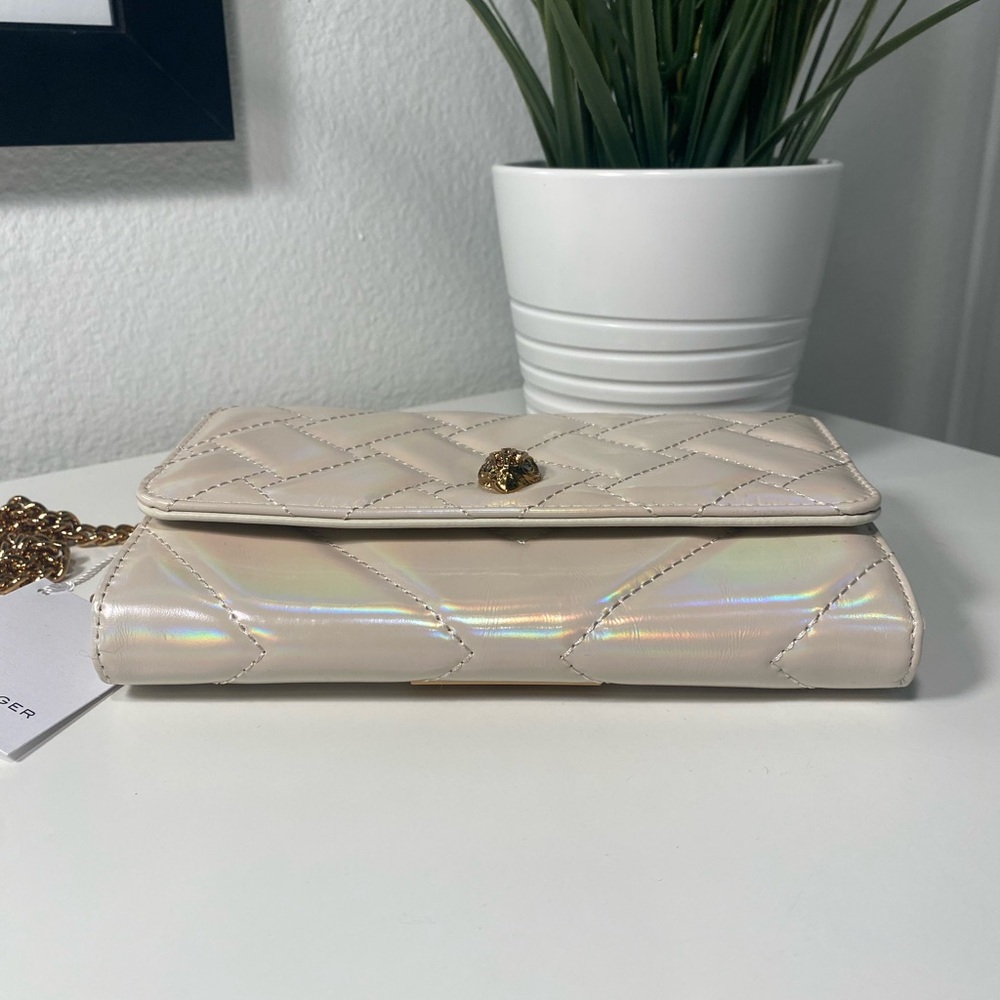 NWT Kurt Geiger Quilted Patent Leather Wallet On Chain - Picture 7 of 12